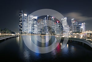 very beautiful midnight and light up of central business district Singapore.