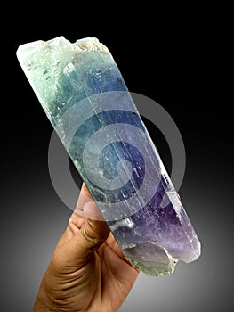Very Beautiful Multi color Blue green hiddenite var spodumene kunzite crystal from Afghaistan photo