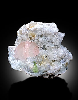 very beautiful pink Morganite var beryl with lepidolite Matrix specimen from Afghansitan photo