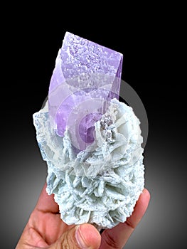 very beautiful terminated Lilac color Kunzite var spodumene with albite crystal mineral specimen from Afghanistan