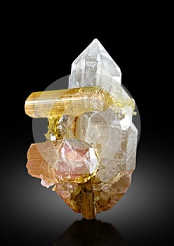 very beautiful watremellon tourmaline with quartz crysta mineral specimen from afghanistan