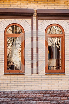 Very beautiful window in brick wall