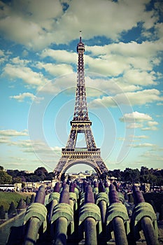 Very big Eiffer tower from Trocadero Quartier in Paris and the c