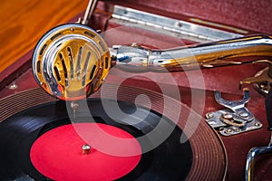 Very close up view on gramophone