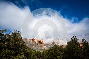 Very Cloudy Sandstone Formations in Sedona, Arizona