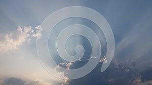 Very cloudy sky shine radiate