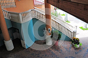 Very colorful office building stairway