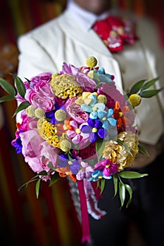 Very colorful wedding bouquet