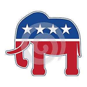 Republican Elephant Red White and Blue Political Isolated Vector Illustration