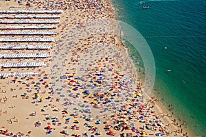 Very crowded beach in Portugal