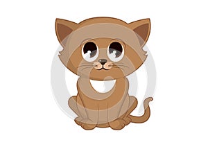 Very cute brown little kitten icon vector