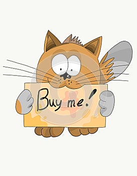 Very cute cat with a sign