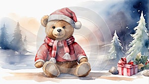 Very cute christmas teddy bear with gifts