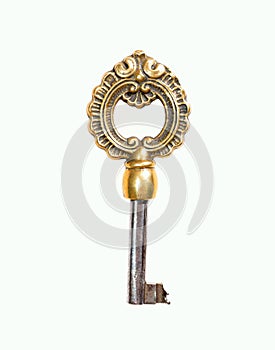 Very decorative antique steel and brass key