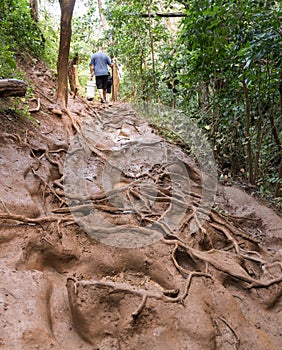 Very difficult path to Queens Bath on coast near Princeville Kauai