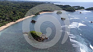 A very exotic view at Kondang Merak Beach, East Java, when the beach is still low tide