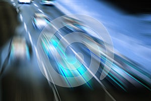 Very fast cars on highway