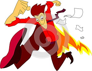 Very fast flash running man exciting working with fire and spirit business