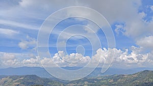 very fast time lapse of clouds over mountains in landscape of Thailand