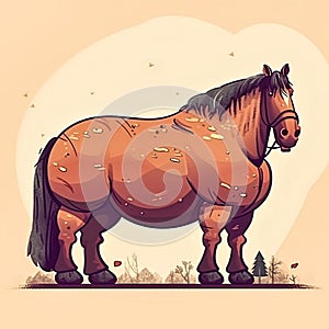 Very fat horse concept of Excessive Weight, generative AI