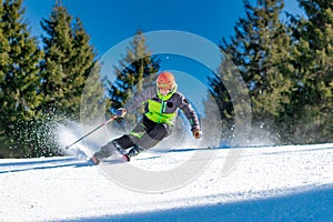 Very good skier during a carving curve