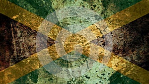 Very Grungy Jamaican Flag, Jamaica Grunge Background Texture photo