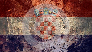 Very Grungy Croatian Flag, Croatia Grunge Background Texture