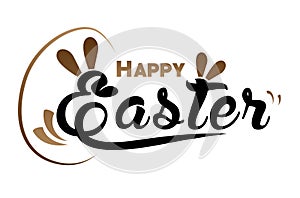 Very Happy Easter,bunny and egg with color background.