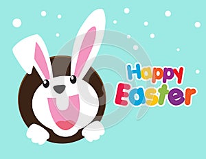 Very Happy Easter,bunny and egg with color background