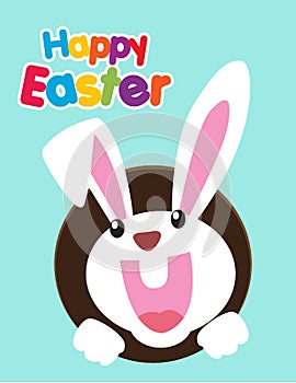 Very Happy Easter,bunny and egg with color background.