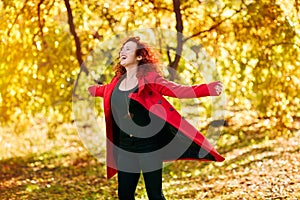 Very happy girl in forest