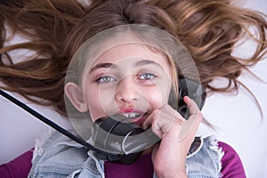 Very happy girl on the phone