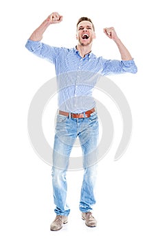 Very happy man isolated full body