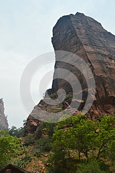 Very High Mountain In Zion Park. Geology Travel Holidays