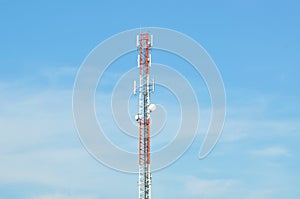 Very high Telecommunication tower with blue sky
