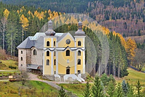 Very interesting rebuilt church in Neratov town in Czech republic