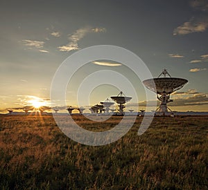 Very Large Array at Sunset (Satellite Dishes)