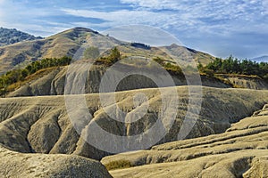 Very large ,deep soil cracks in mud volcanoes area