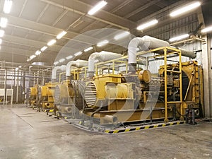 A very large electric diesel generator in factory for emergency,equipment plant modern technology industrial