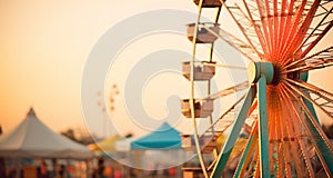 a very large ferris wheel is seen