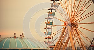 a very large ferris wheel is seen