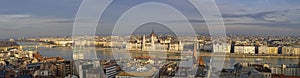 Very large Panoramic overview of Budapest Parliament