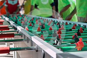 Very Long Table Football Game for Fifty Players Simultaneously