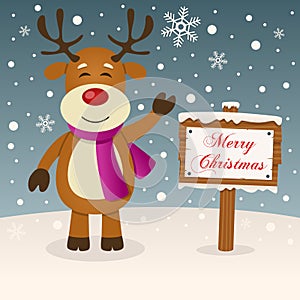 A Very Merry Christmas Sign - Reindeer