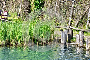 very nice little lake for fishing in massarosa tuscany , italy photo