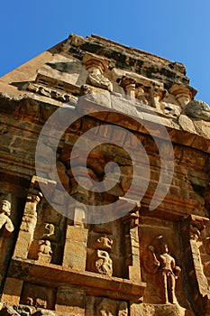 Very nice sculpture on the stone wall in the ancient Brihadisvara Temple in the gangaikonda cholapuram, india.