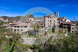 Very nice splendid Spanish village Rupit in a sunny day. Catalonia