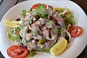 Very nice and tasty octopus salad, freshness guaranteed for a traditional mediterranean dish