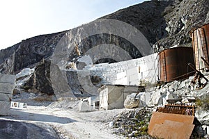 very nice view of marble quarry in carrara , itay