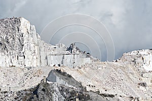 very nice view of marble quarry in carrara , itay